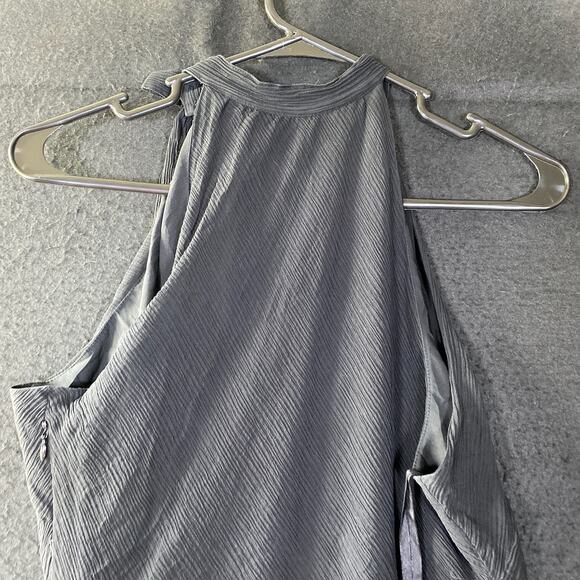 Express Womens Blouse Black Crew Neck Tie Tank 100% Silk Lined Side Zip XL - Picture 10 of 11